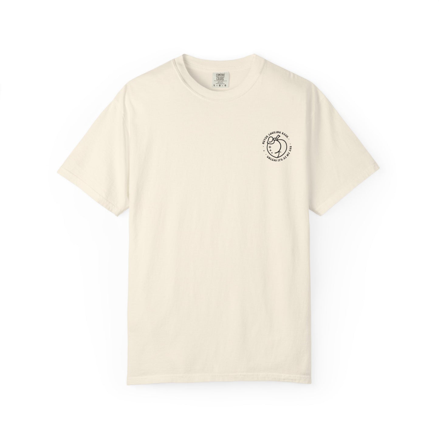 "Never looking back" Playful Unisex T-Shirt with Reflective Message, Motivational Tee