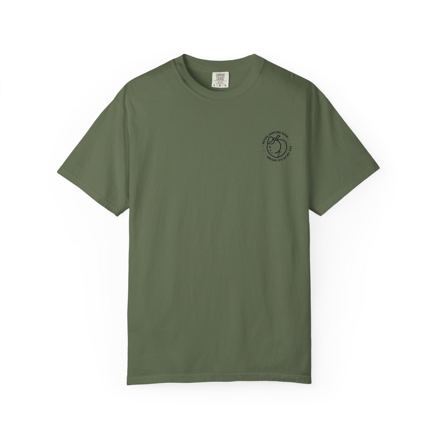 "Never looking back" Playful Unisex T-Shirt with Reflective Message, Motivational Tee