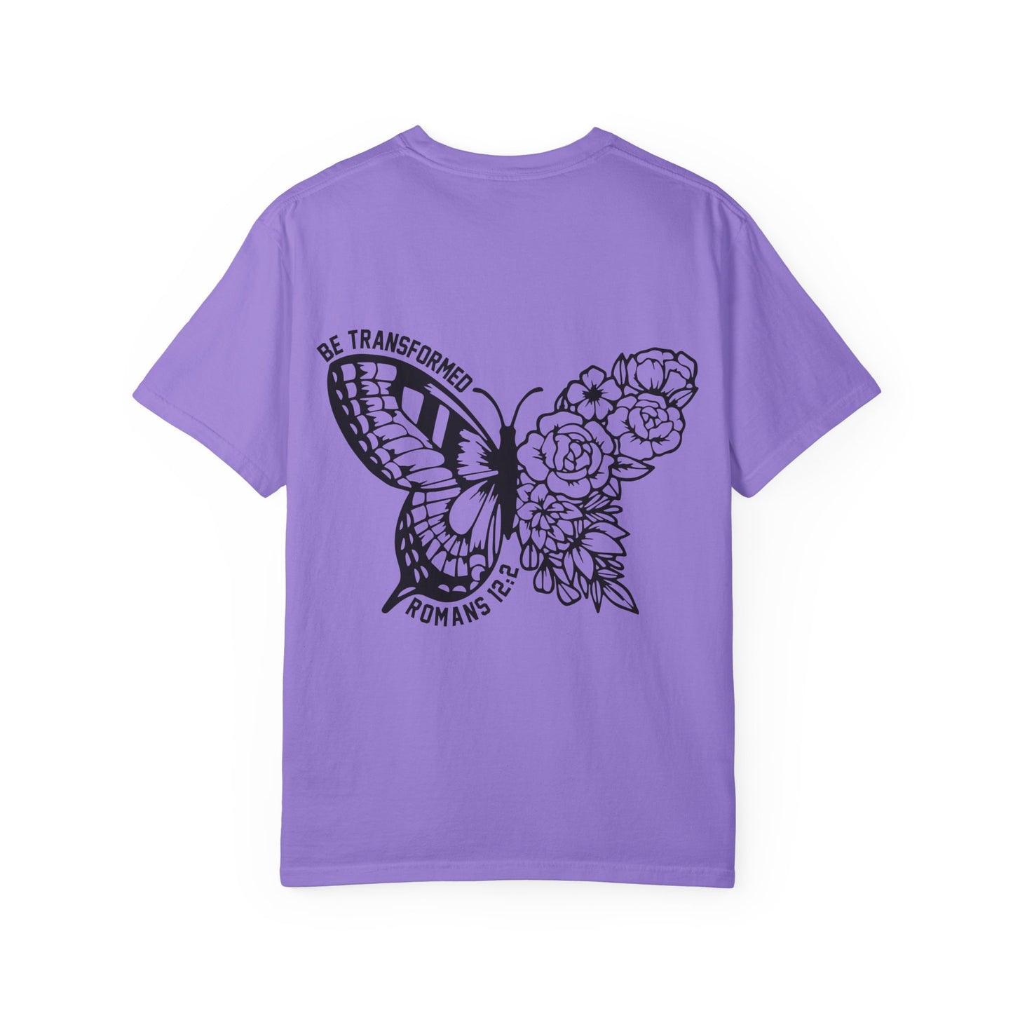 "Romans 12:2" Unisex Butterfly & Floral T-Shirt - Be Transformed, Inspirational Gift, Youth Apparel, Nature Lover Tee, Everyday Wear, Motivational Shirt
