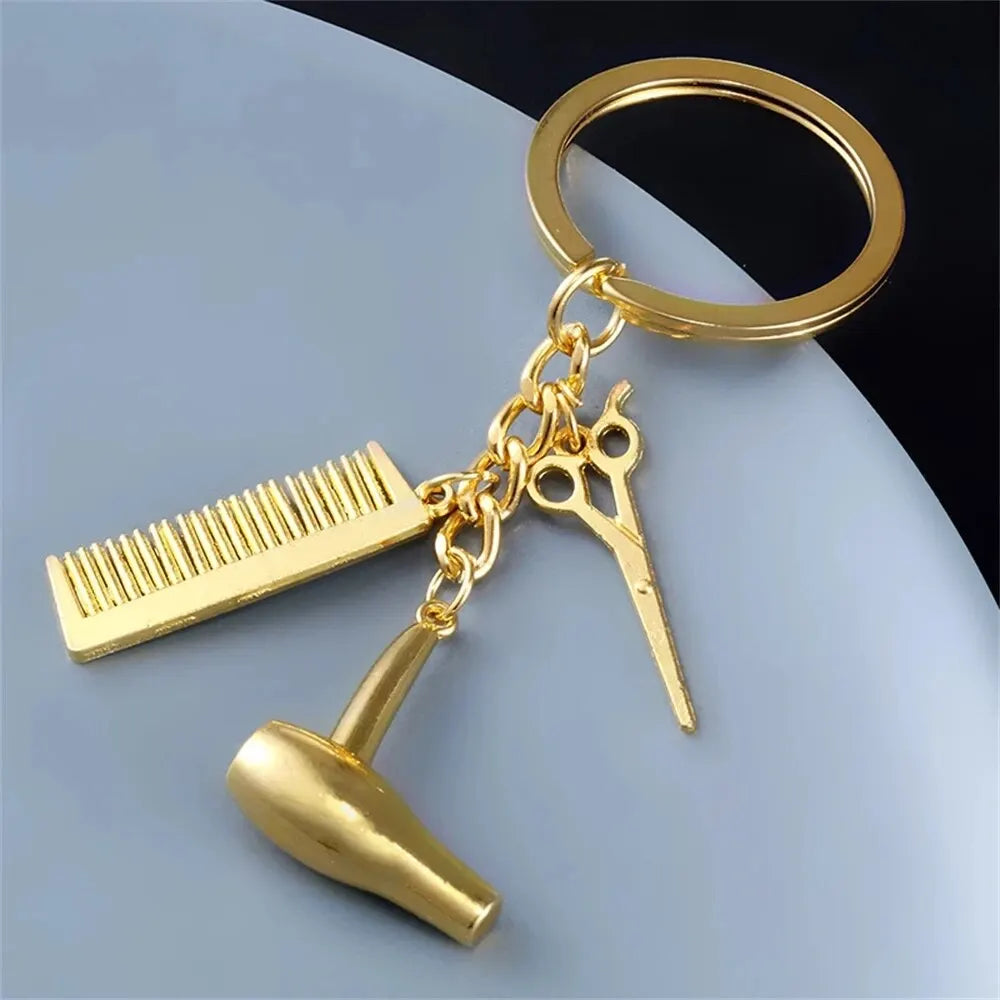 YEERONG 3 In 1 30mm Keychain Fashion Hairdresser Hair Dryer Scissor