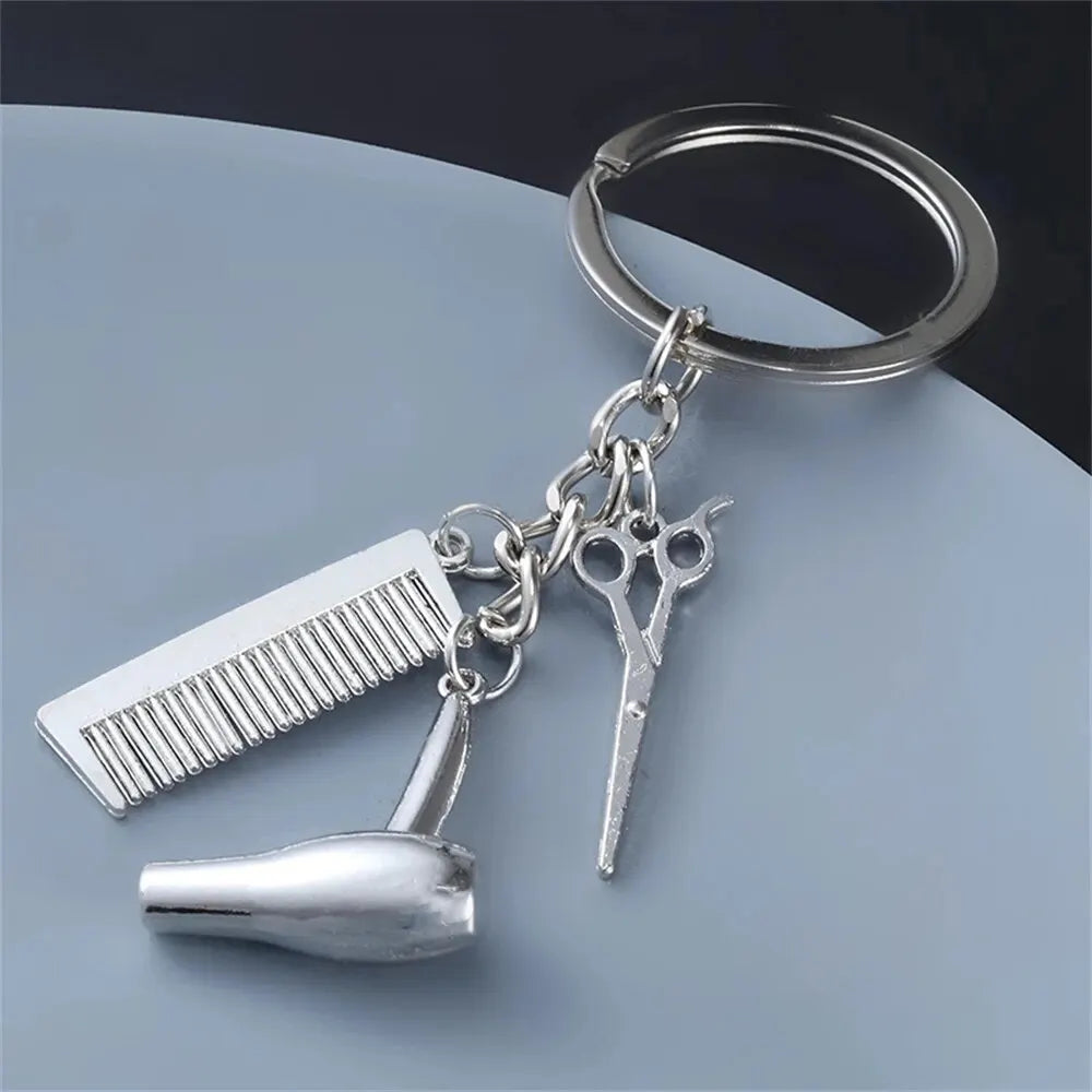 YEERONG 3 In 1 30mm Keychain Fashion Hairdresser Hair Dryer Scissor