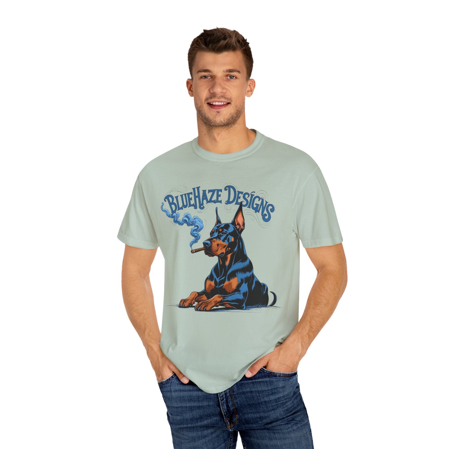 BlueHaze Doberman Graphic T-Shirt, Unisex Tee, Vintage Dog Apparel, Dog Lover Gift, Casual Streetwear