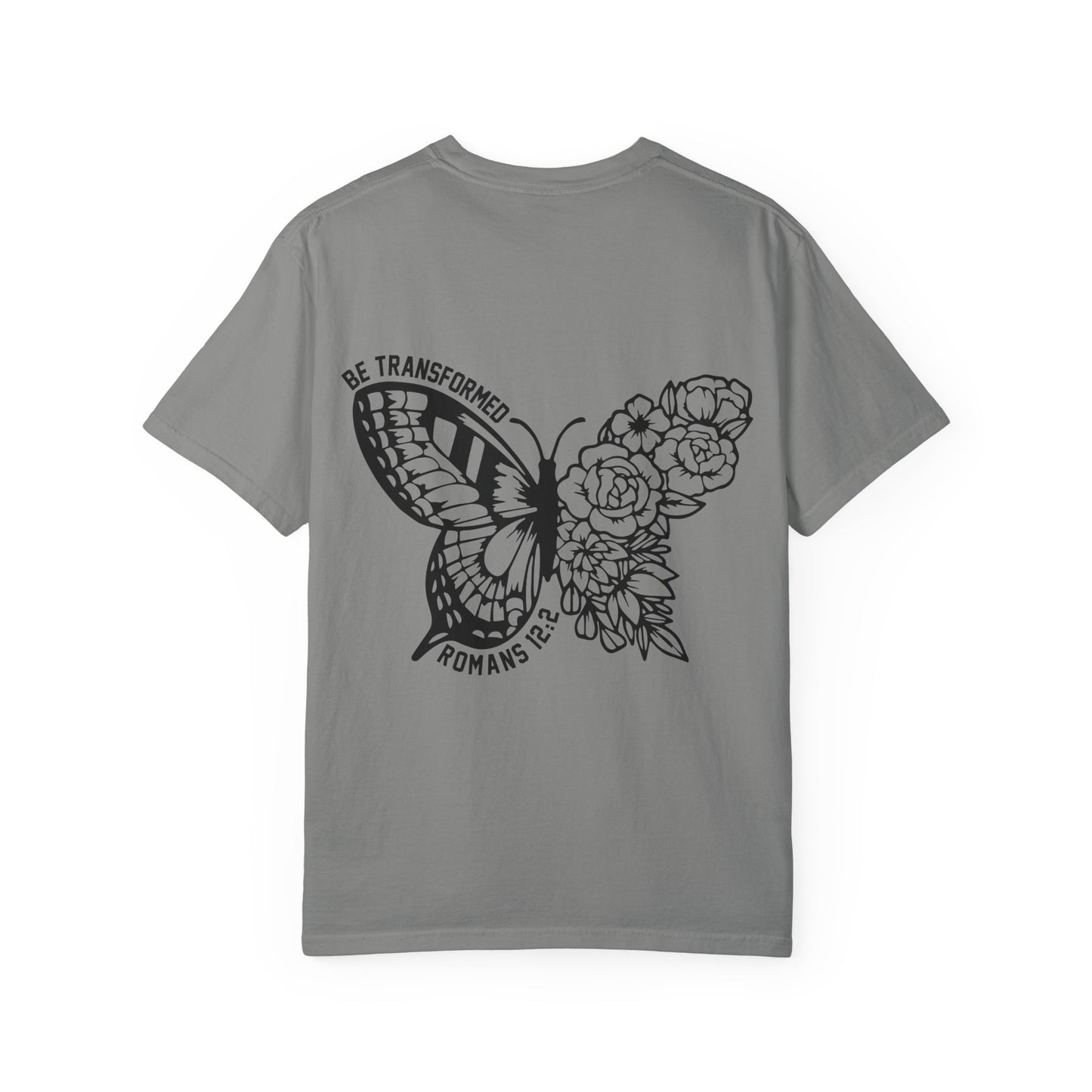 "Romans 12:2" Unisex Butterfly & Floral T-Shirt - Be Transformed, Inspirational Gift, Youth Apparel, Nature Lover Tee, Everyday Wear, Motivational Shirt
