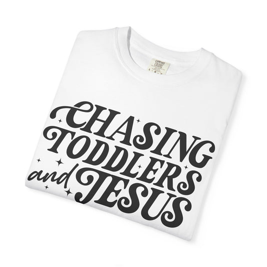 Chasing Toddlers and Jesus Unisex T-shirt, Family Reunion Shirt, Christian Apparel, Toddler Chaser Tee, Faith-Based