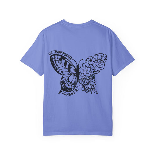 "Romans 12:2" Unisex Butterfly & Floral T-Shirt - Be Transformed, Inspirational Gift, Youth Apparel, Nature Lover Tee, Everyday Wear, Motivational Shirt