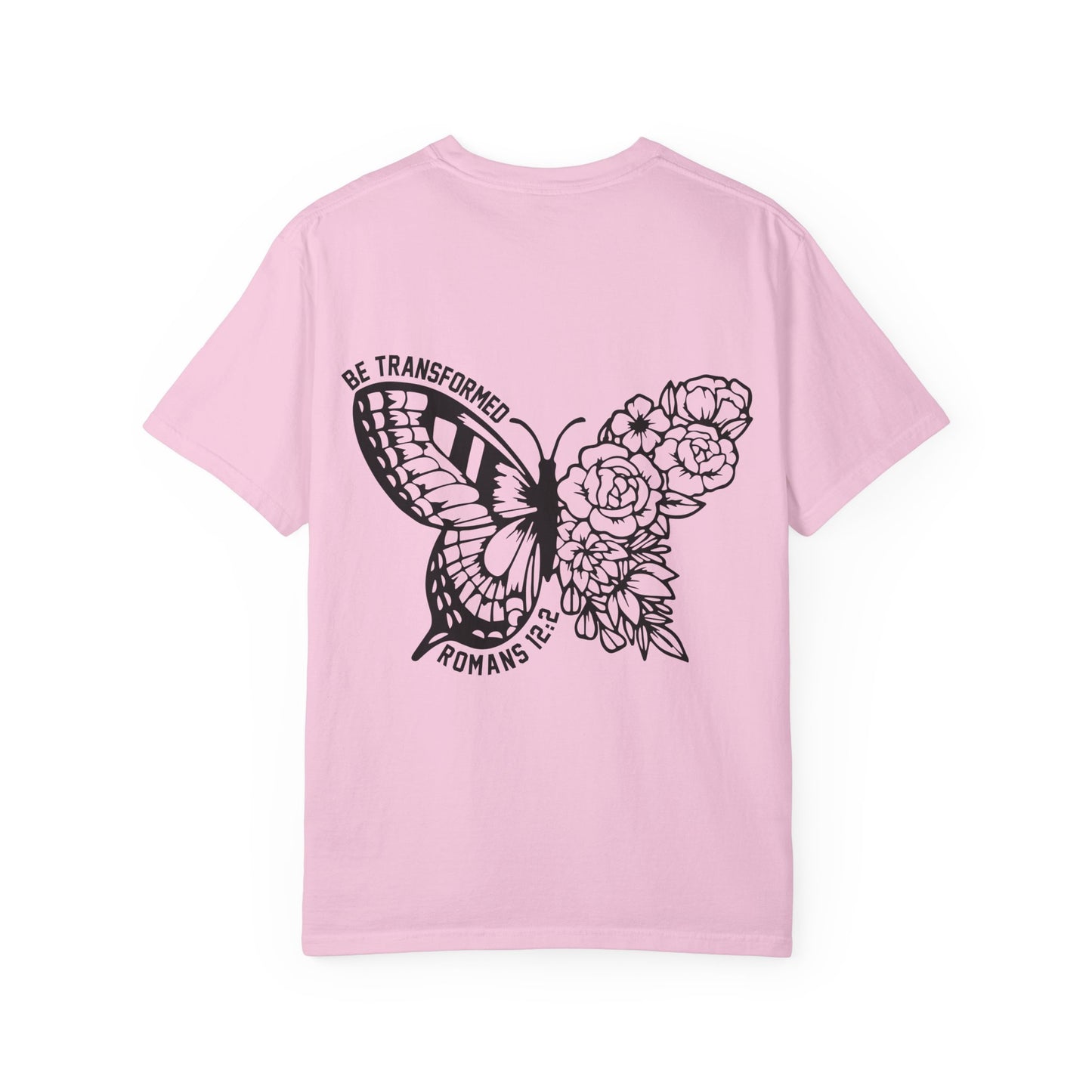 "Romans 12:2" Unisex Butterfly & Floral T-Shirt - Be Transformed, Inspirational Gift, Youth Apparel, Nature Lover Tee, Everyday Wear, Motivational Shirt