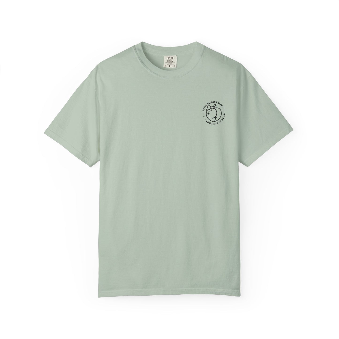 "Never looking back" Playful Unisex T-Shirt with Reflective Message, Motivational Tee