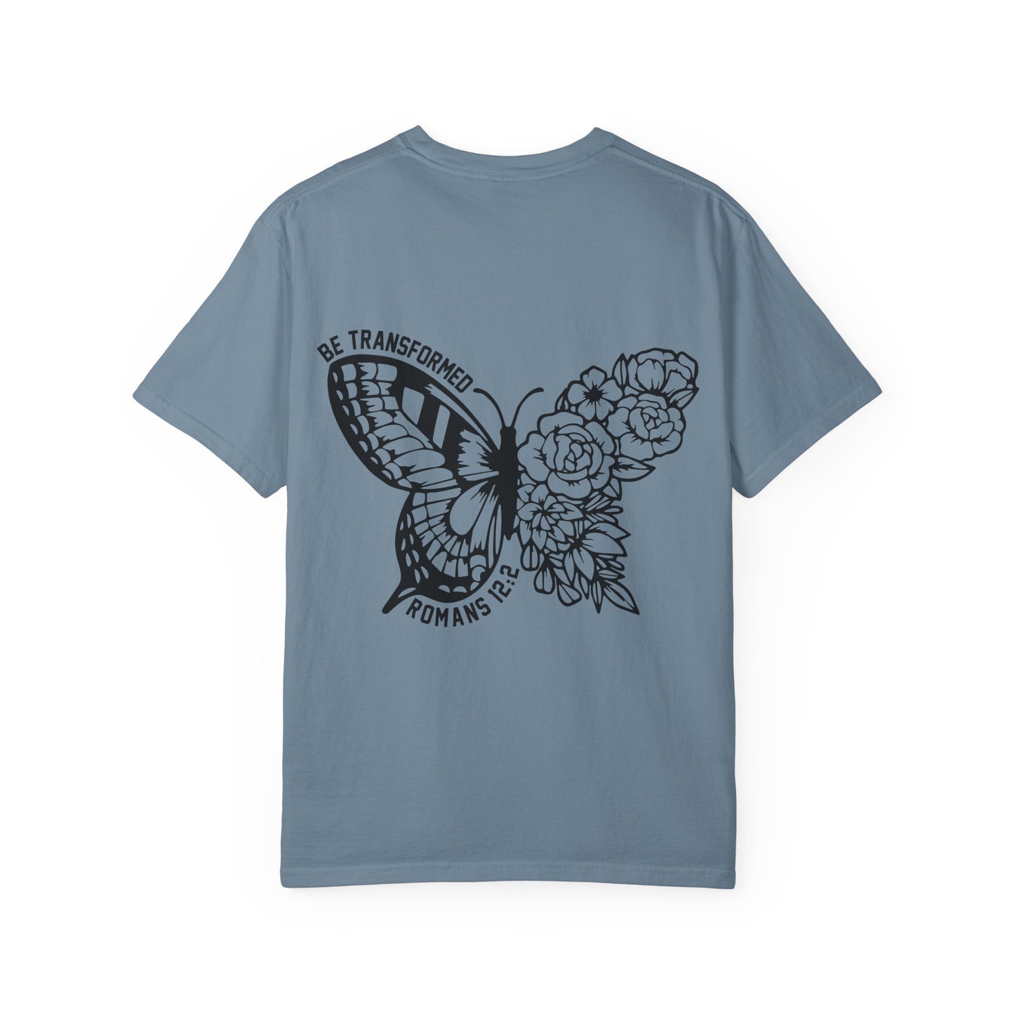 "Romans 12:2" Unisex Butterfly & Floral T-Shirt - Be Transformed, Inspirational Gift, Youth Apparel, Nature Lover Tee, Everyday Wear, Motivational Shirt
