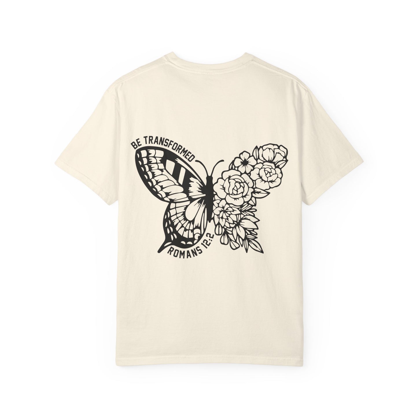 "Romans 12:2" Unisex Butterfly & Floral T-Shirt - Be Transformed, Inspirational Gift, Youth Apparel, Nature Lover Tee, Everyday Wear, Motivational Shirt