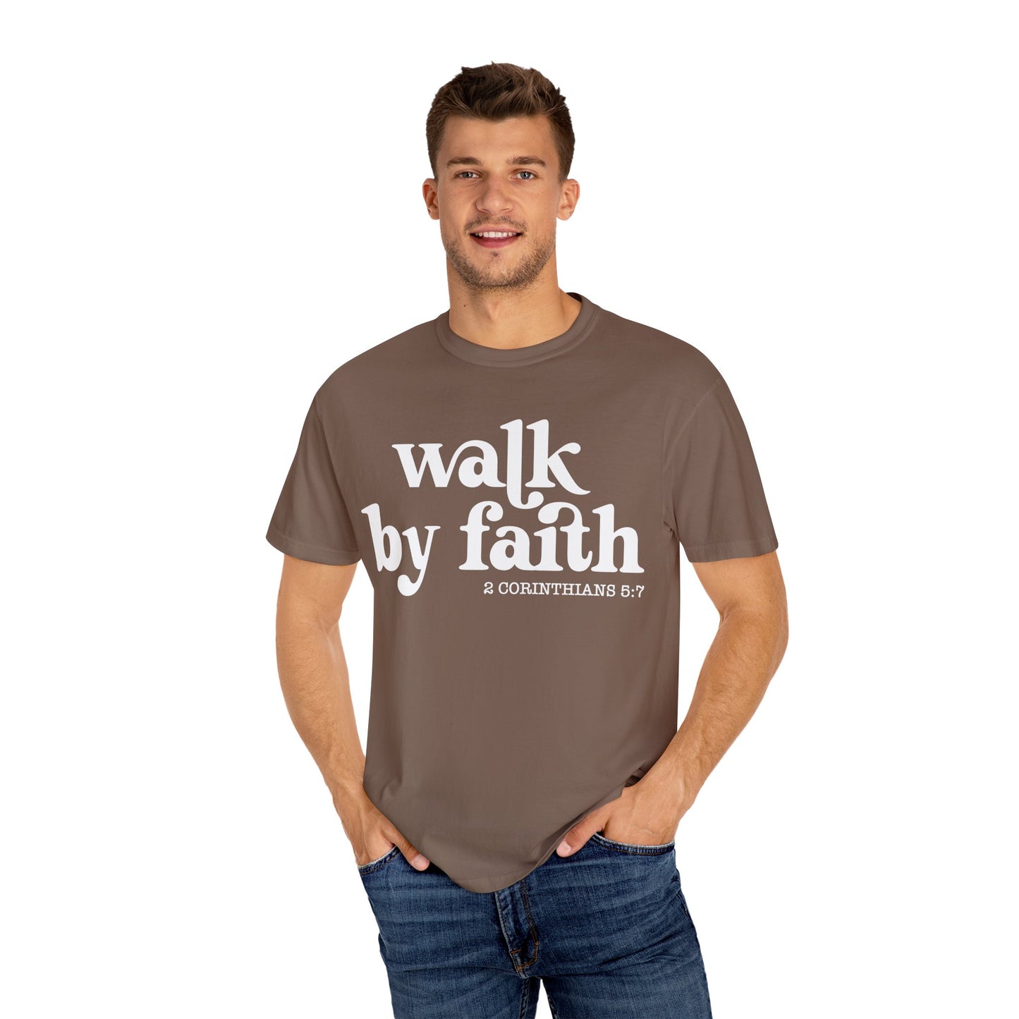 Faith-Inspired Garment-Dyed Tee: "Walk by Faith"