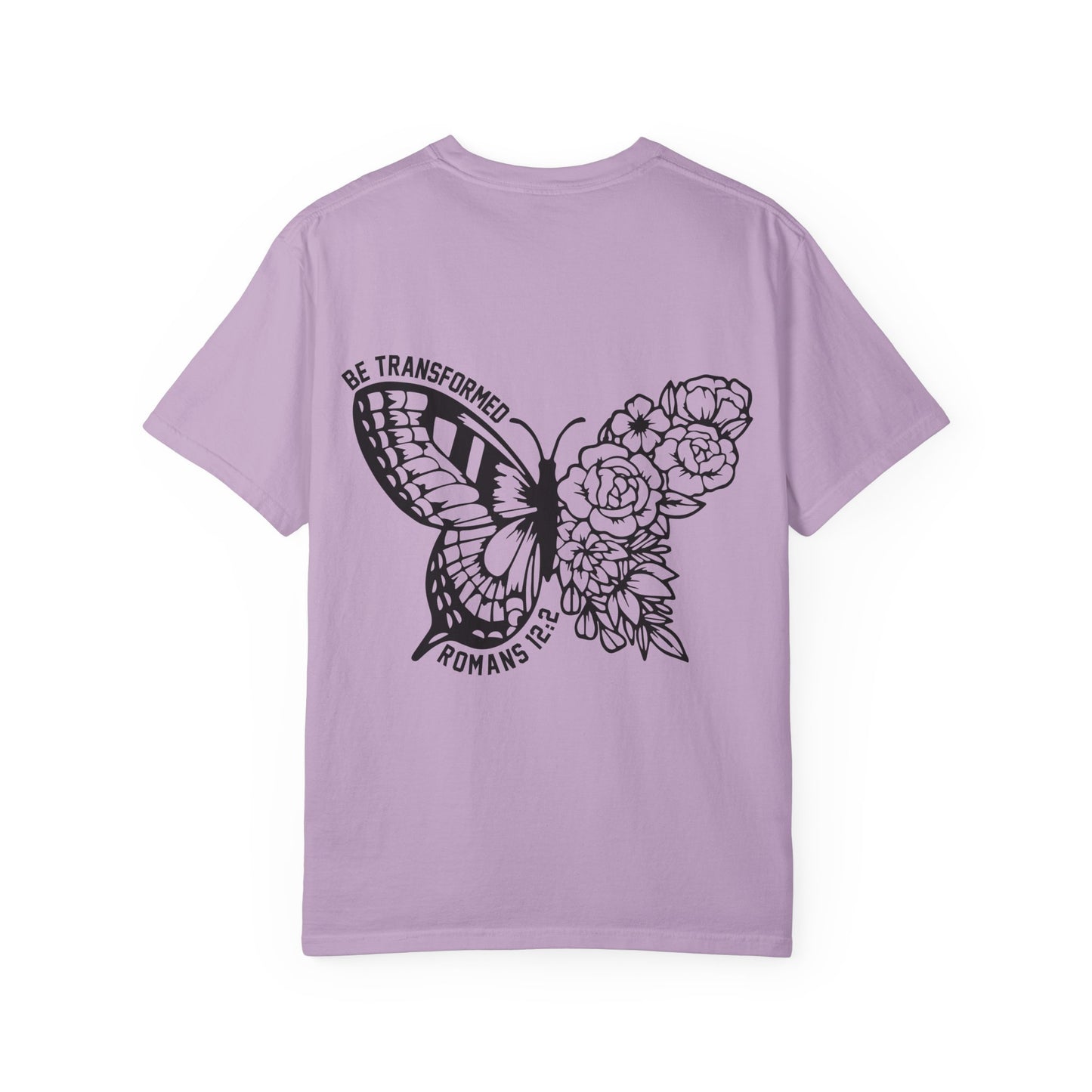 "Romans 12:2" Unisex Butterfly & Floral T-Shirt - Be Transformed, Inspirational Gift, Youth Apparel, Nature Lover Tee, Everyday Wear, Motivational Shirt
