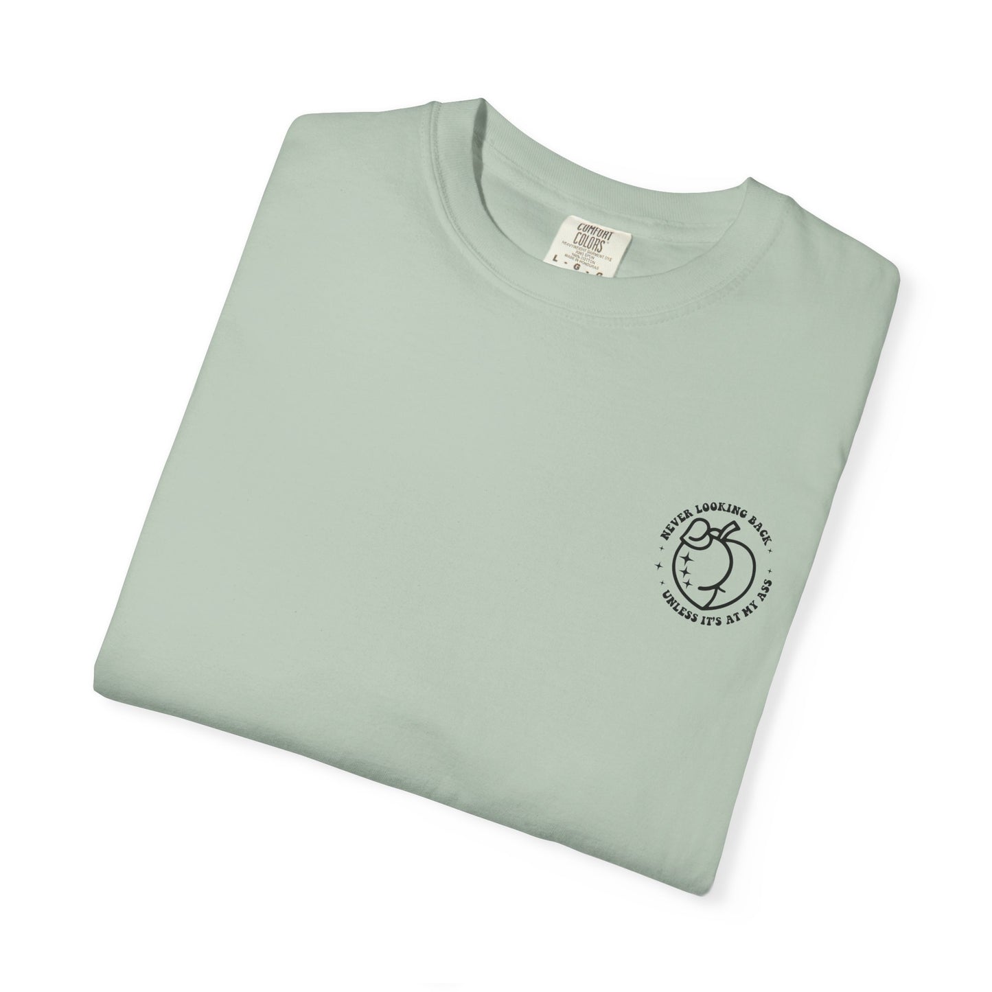 "Never looking back" Playful Unisex T-Shirt with Reflective Message, Motivational Tee