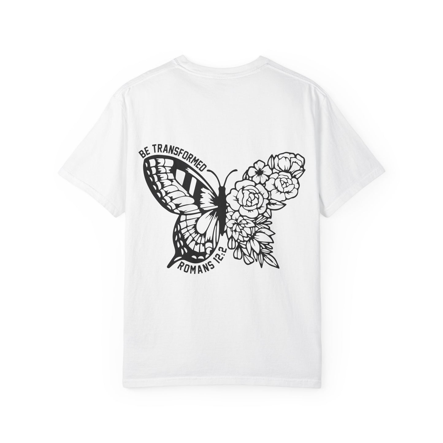 "Romans 12:2" Unisex Butterfly & Floral T-Shirt - Be Transformed, Inspirational Gift, Youth Apparel, Nature Lover Tee, Everyday Wear, Motivational Shirt
