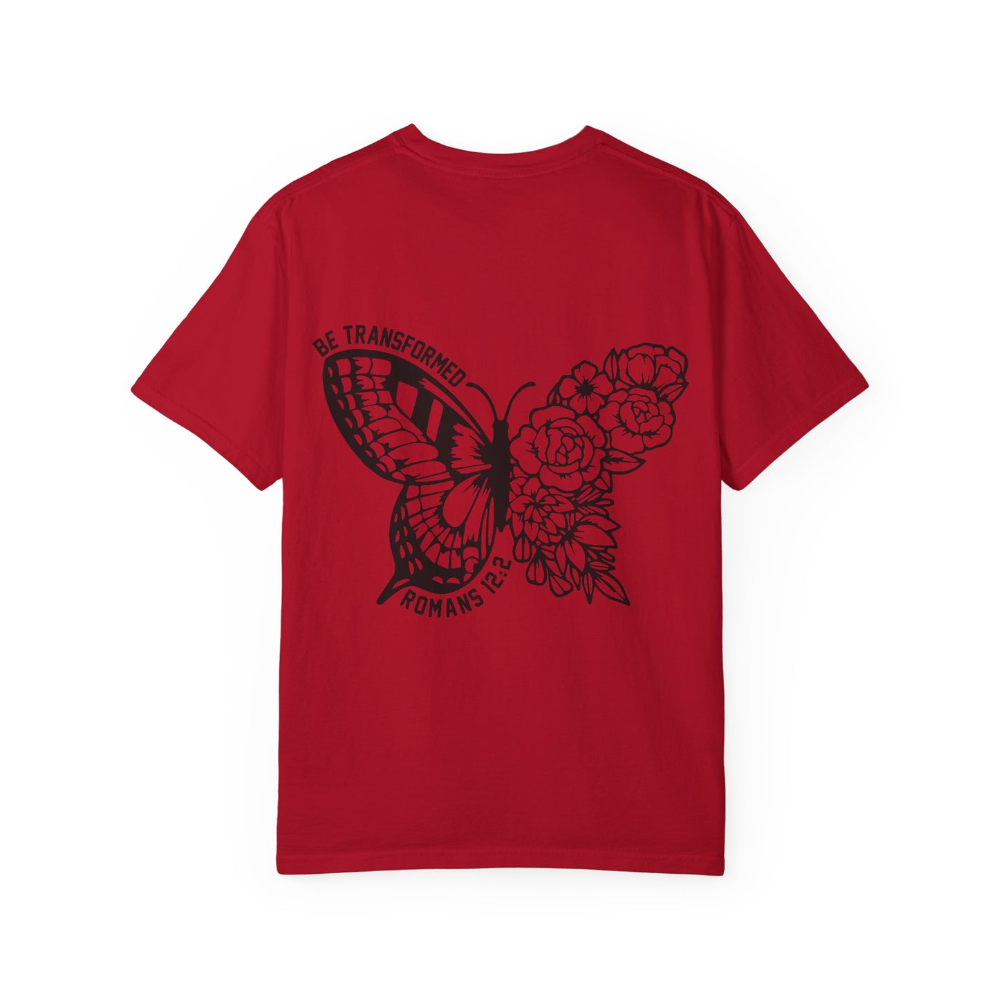"Romans 12:2" Unisex Butterfly & Floral T-Shirt - Be Transformed, Inspirational Gift, Youth Apparel, Nature Lover Tee, Everyday Wear, Motivational Shirt