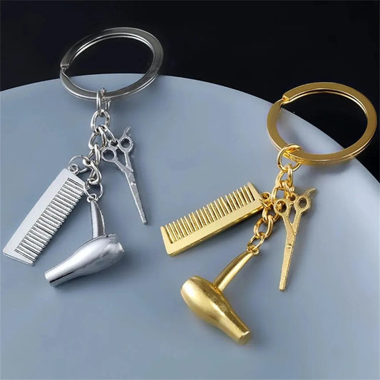 YEERONG 3 In 1 30mm Keychain Fashion Hairdresser Hair Dryer Scissor