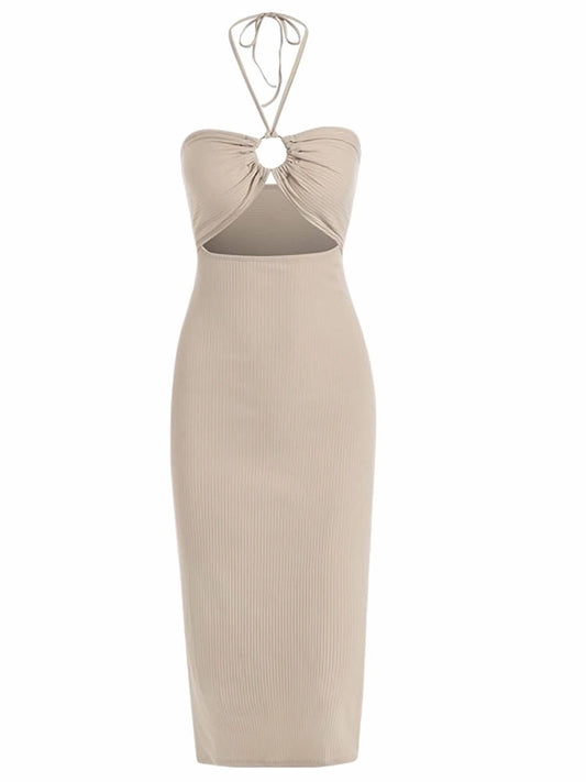 Women Sexy Mid-Length Cross Strap Dress
