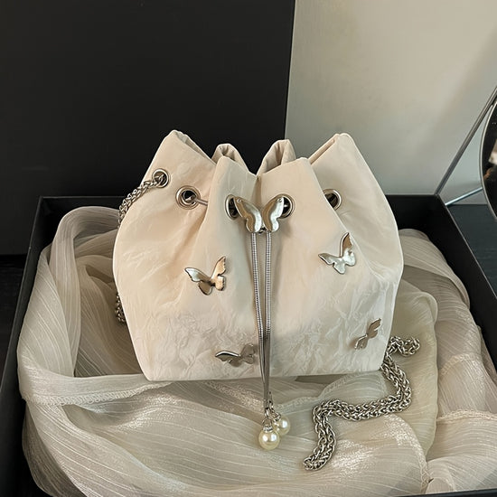 Fashionable Butterfly Crossbody Bag Pleated Drawstring Butterfly Shoulder Crossbody Bag For Women Small Chic Bucket Bag Perfect For Work Shopping And Travel