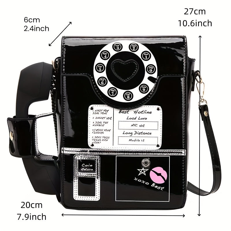 Retro Telephone Retro Telephone Crossbody Shoulder Bag  Pu  For Women  Red Pink Black Color
